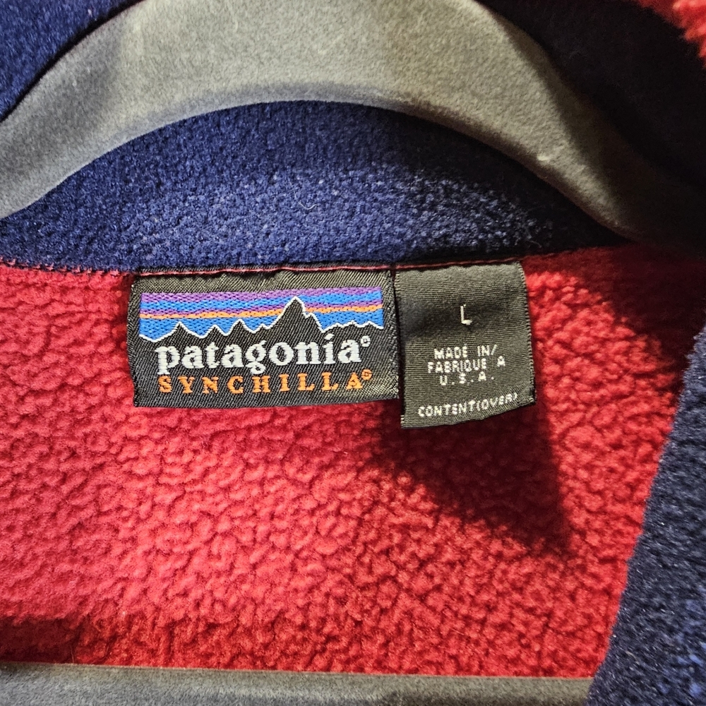 Vtg Patagonia Synchilla Red Full Zip Vest Style 25182 Men's Size L Made USA - Picture 3 of 6